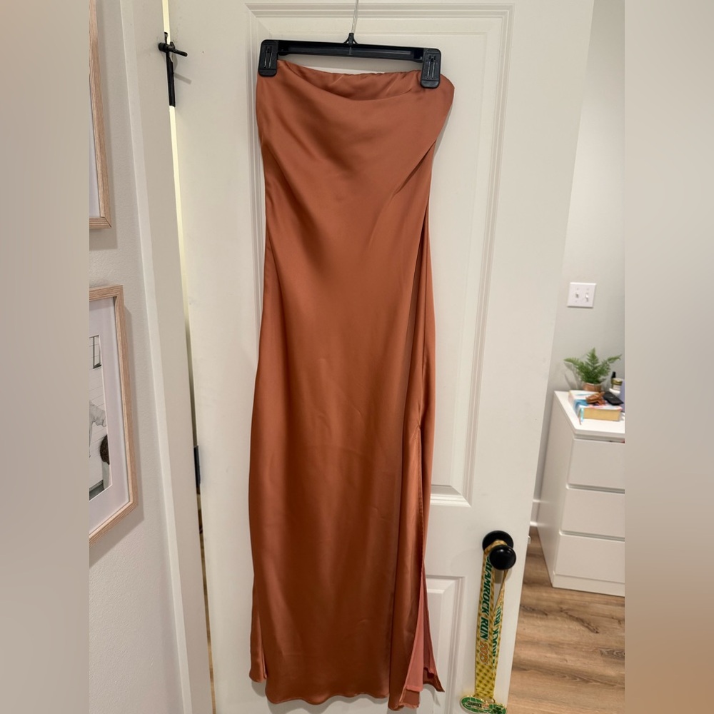 Strapless satin dress!